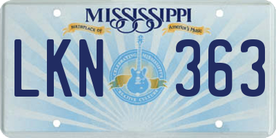 MS license plate LKN363