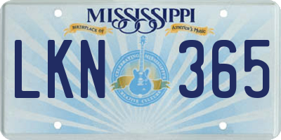 MS license plate LKN365