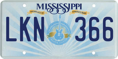 MS license plate LKN366