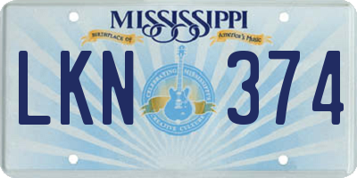 MS license plate LKN374