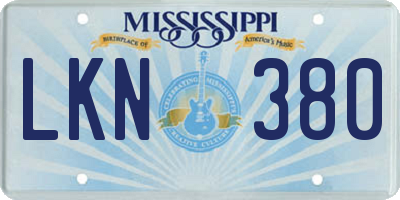 MS license plate LKN380