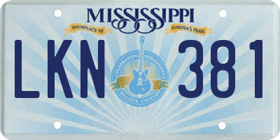 MS license plate LKN381
