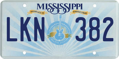 MS license plate LKN382