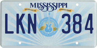 MS license plate LKN384