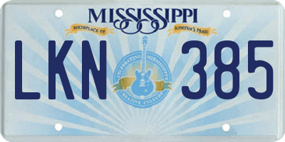 MS license plate LKN385