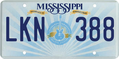 MS license plate LKN388