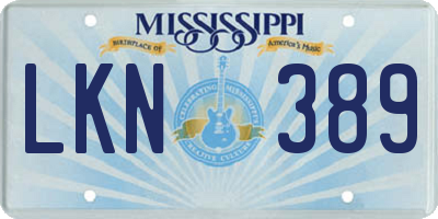 MS license plate LKN389