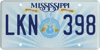 MS license plate LKN398