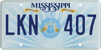 MS license plate LKN407