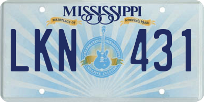 MS license plate LKN431
