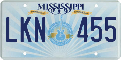 MS license plate LKN455