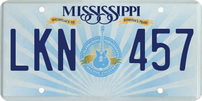 MS license plate LKN457