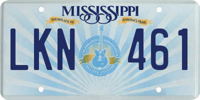 MS license plate LKN461