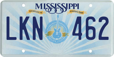 MS license plate LKN462
