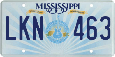MS license plate LKN463