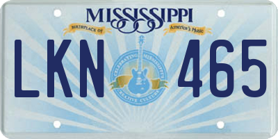 MS license plate LKN465