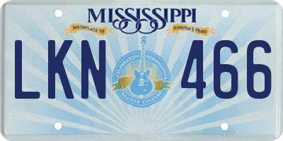 MS license plate LKN466