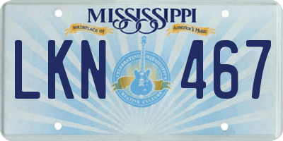 MS license plate LKN467