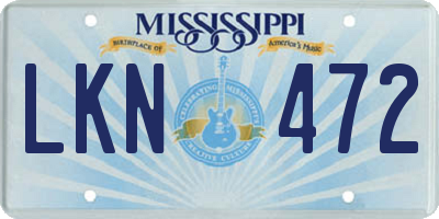 MS license plate LKN472
