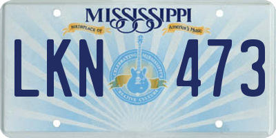 MS license plate LKN473