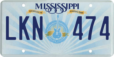 MS license plate LKN474