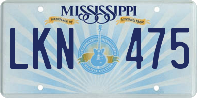 MS license plate LKN475
