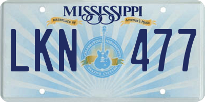 MS license plate LKN477