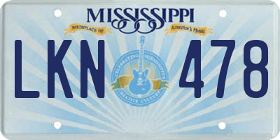 MS license plate LKN478
