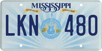 MS license plate LKN480