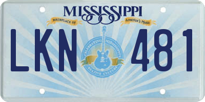 MS license plate LKN481
