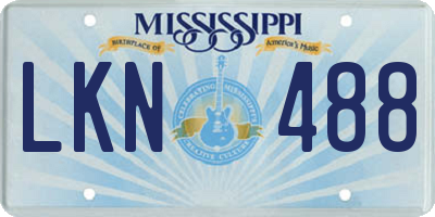 MS license plate LKN488