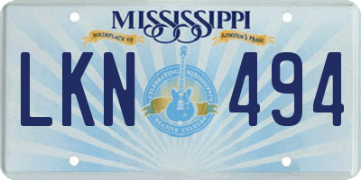 MS license plate LKN494