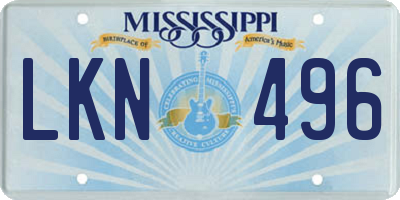 MS license plate LKN496