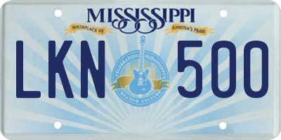 MS license plate LKN500
