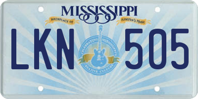 MS license plate LKN505