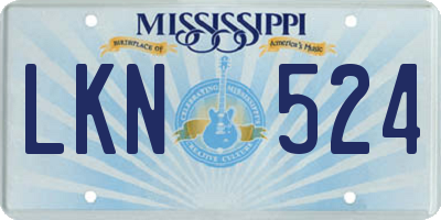 MS license plate LKN524