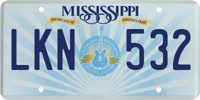 MS license plate LKN532