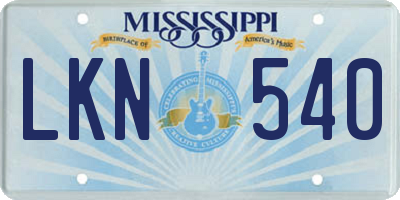 MS license plate LKN540