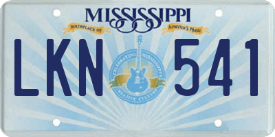 MS license plate LKN541