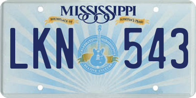 MS license plate LKN543