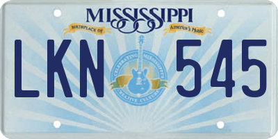 MS license plate LKN545