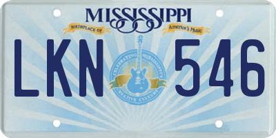 MS license plate LKN546
