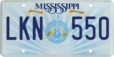 MS license plate LKN550