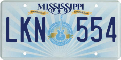 MS license plate LKN554