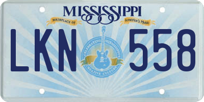 MS license plate LKN558