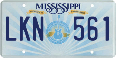 MS license plate LKN561