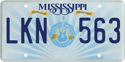 MS license plate LKN563