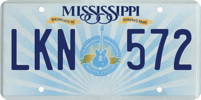 MS license plate LKN572