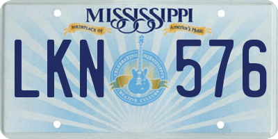 MS license plate LKN576