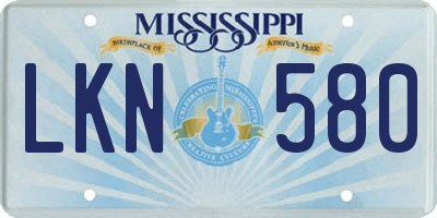 MS license plate LKN580